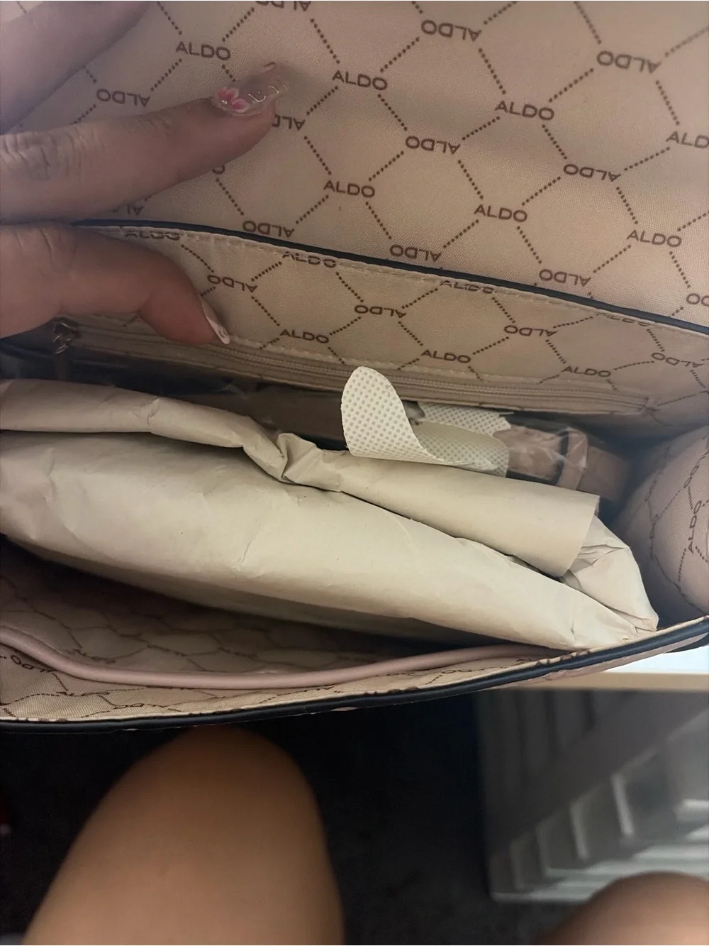 ALDO Rose Embossed Leather Tassel Satchel